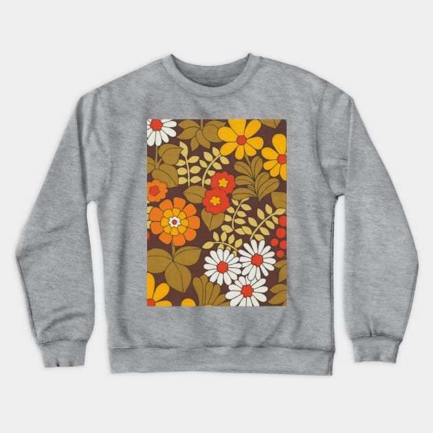 70s Orange Flowers Crewneck Sweatshirt by Funkiberd